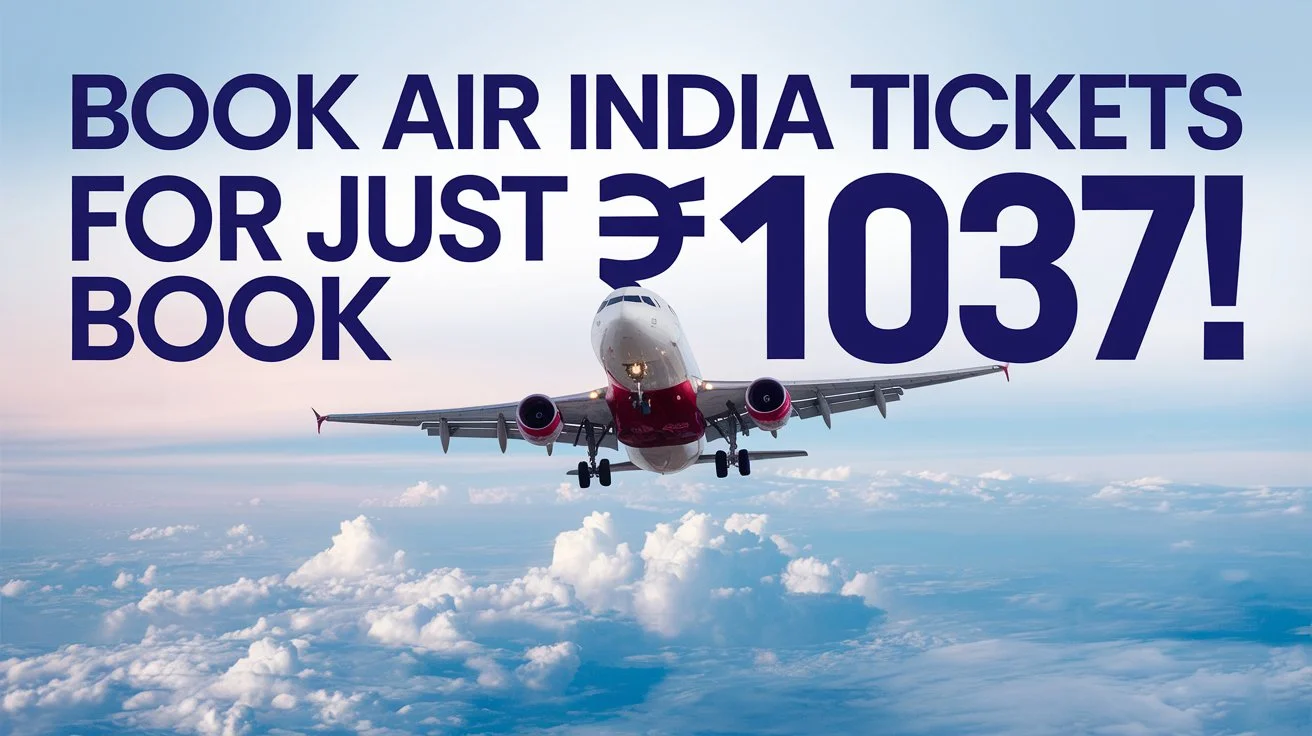 a promotional image with the text book air india t Ga1scYcrRguOwZyAeECENA